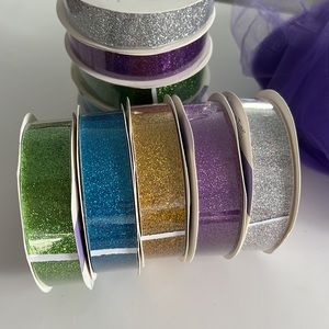 5 pcs Adhesive Glitter Ribbon Tape 6.6 ft x 0.9" in (2m x 2.2 cm) / Roll